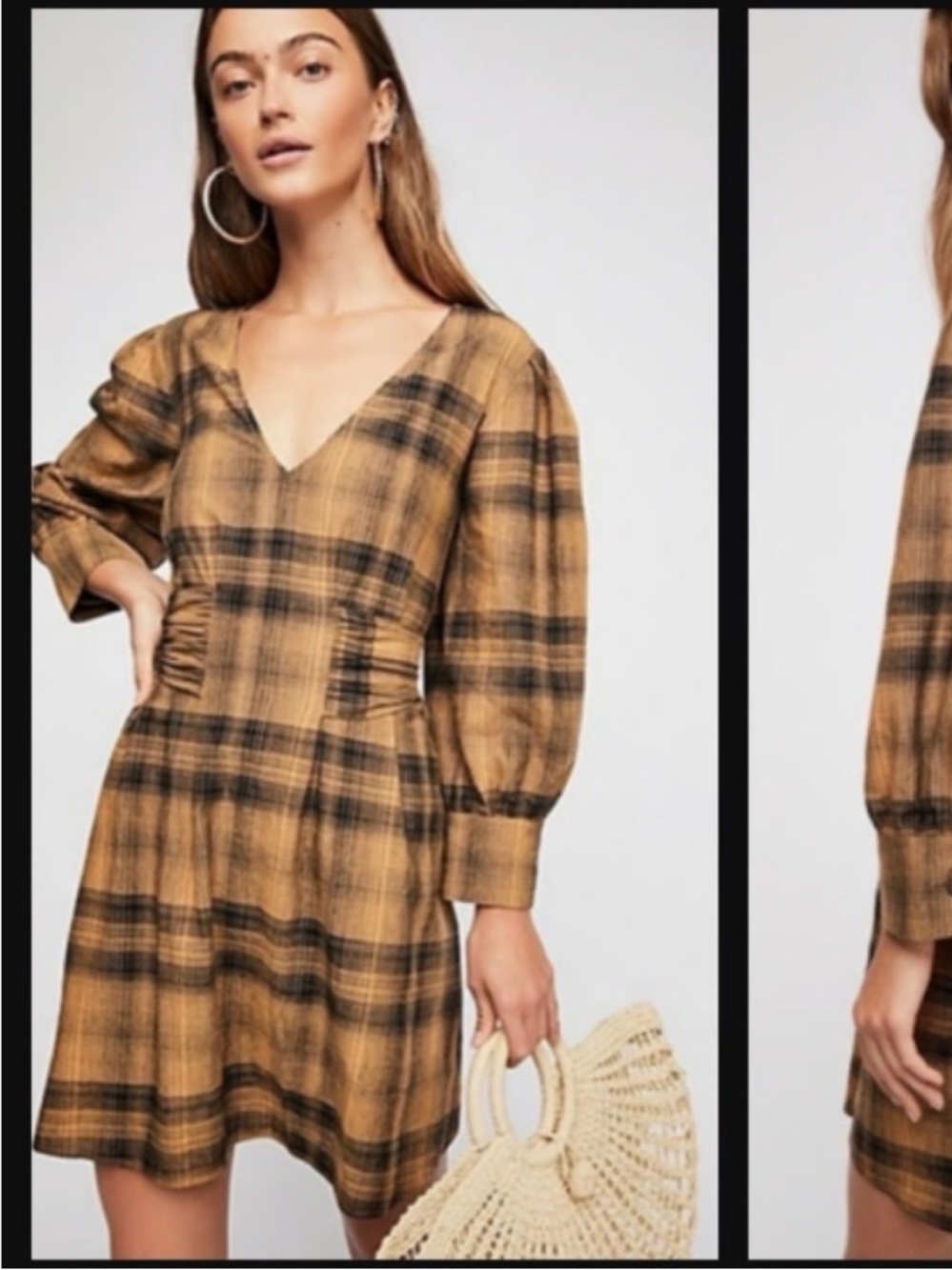 Free People English Rose Yellow Plaid Minidress